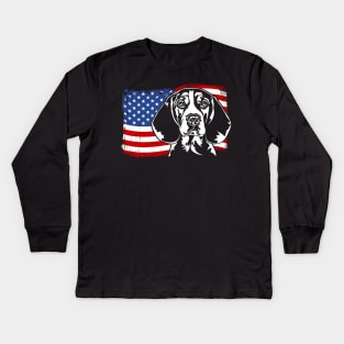 Beagle Mom Dad American Flag patriotic dog Kids Long Sleeve T-Shirt